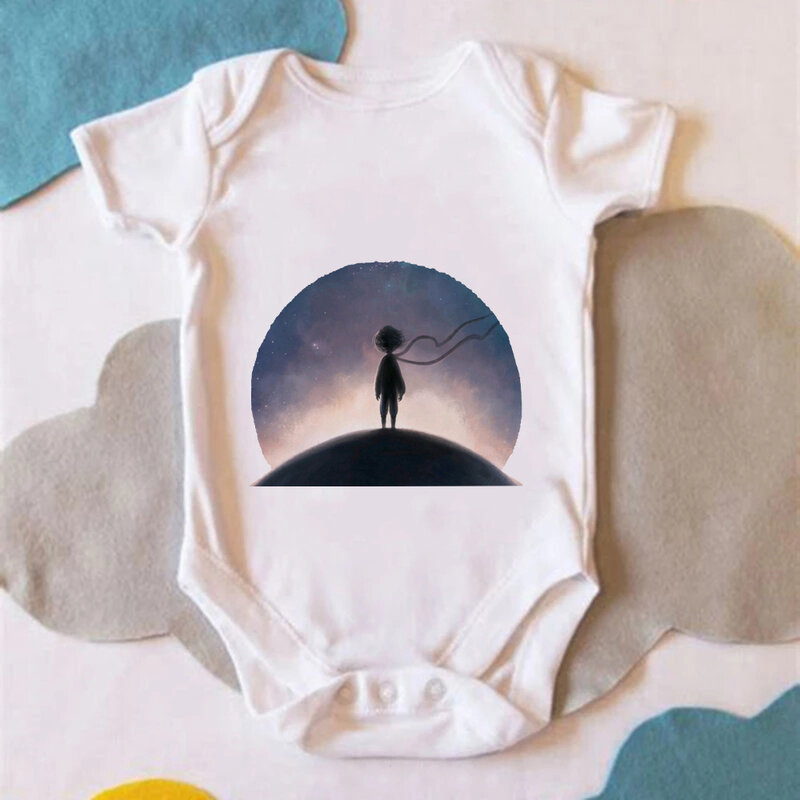 O pequeno príncipe design estético roupas de bebê vogue harajuku bodysuit recém-nascido frança verão manga curta bebe garcon