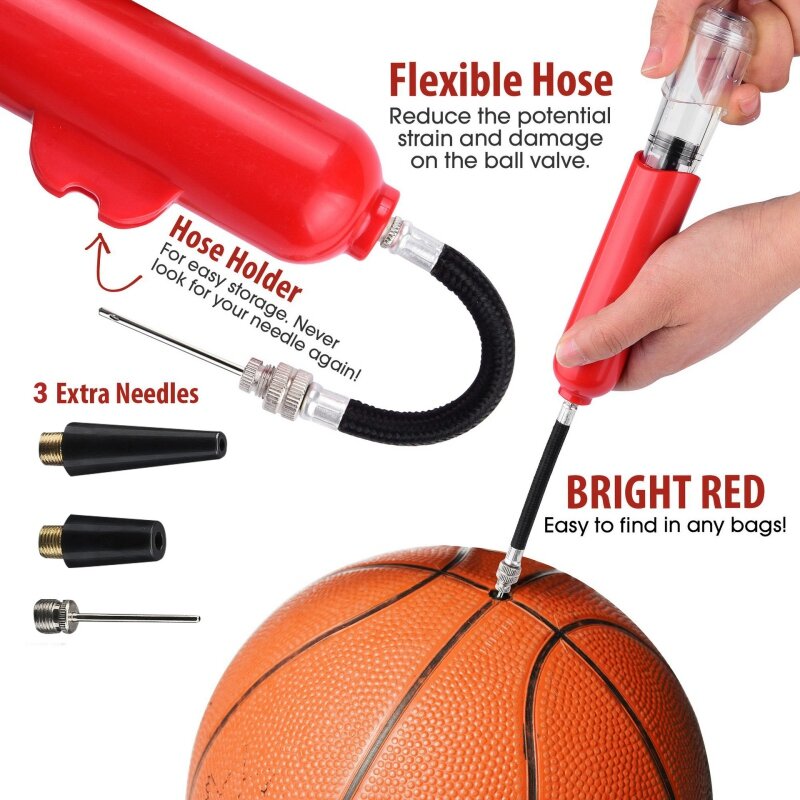 High Quality Portable Air Pump Football Soccer Swimming Ring Air Pump Inflatable Ball Plastic Hand Air Pump With Needles