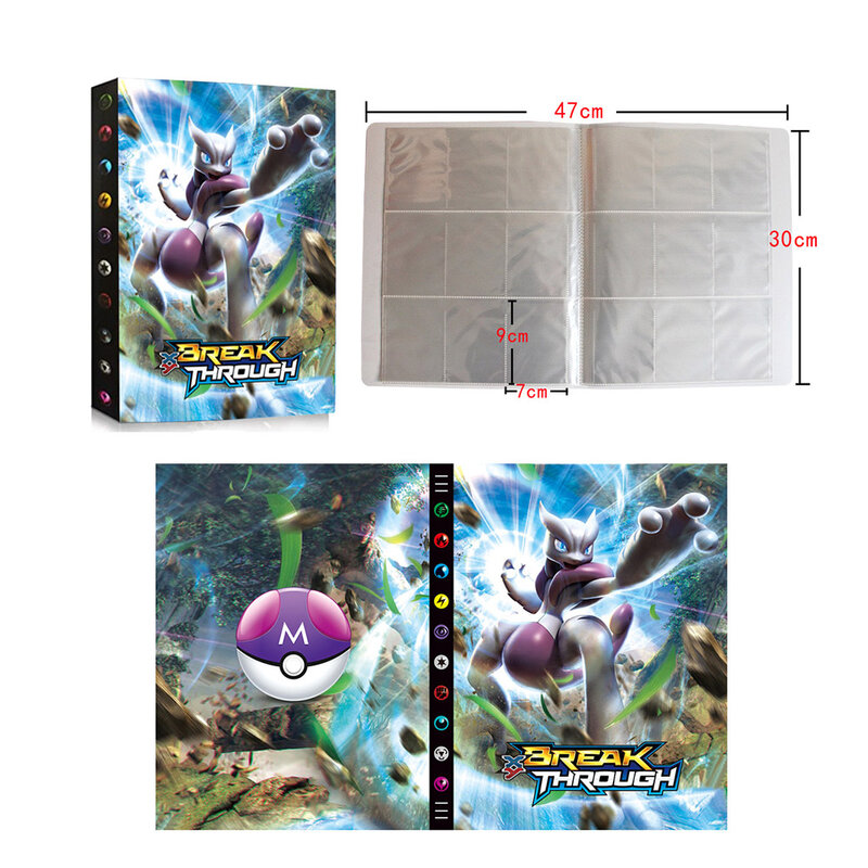 Libro de cartas de Pokemon para niños, carpeta de mapa de dibujos animados cargada, colección EX, regalo genial, 432 Uds.