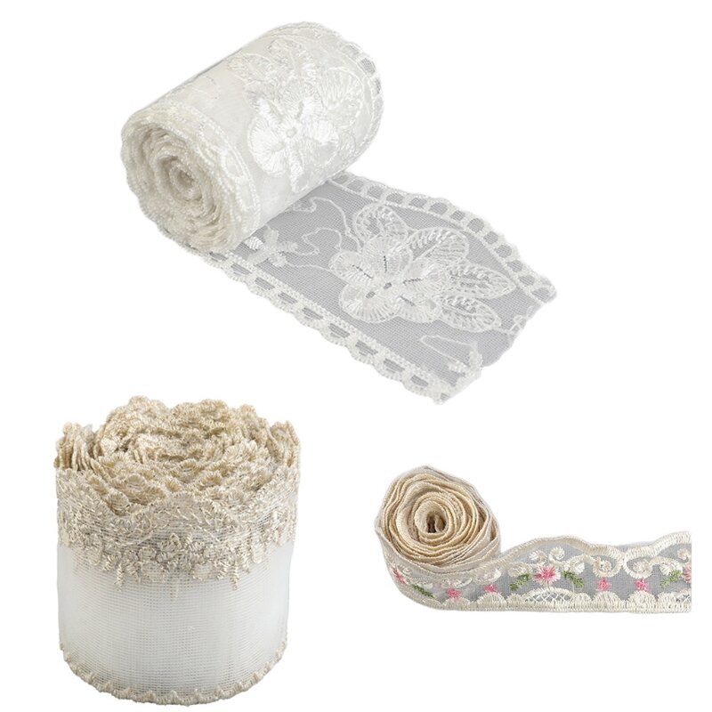 Lace Ribbon Home Furnishing(30yards) Lace Ribbon Wedding Decoration Lovely Gift Packing Polyester Material White Hollow L41B