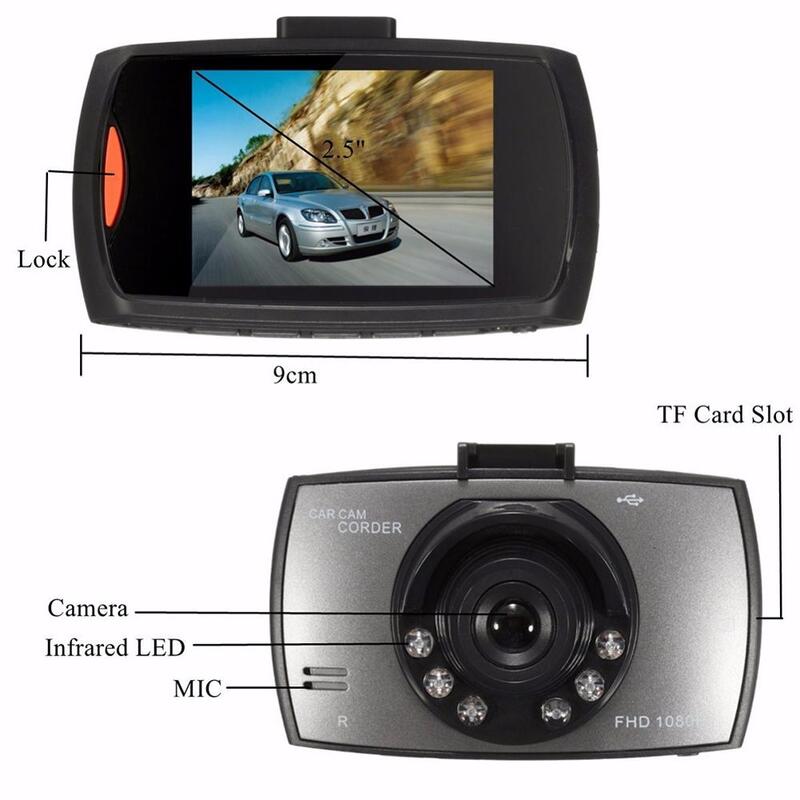 2.5in LCD 1080P جهاز تسجيل فيديو رقمي للسيارات كاميرا سيارة ثنائية العدسة مسجل فيديو G-الاستشعار للرؤية الليلية مسجل كاميرا مع 8/16/32G TF بطاقة