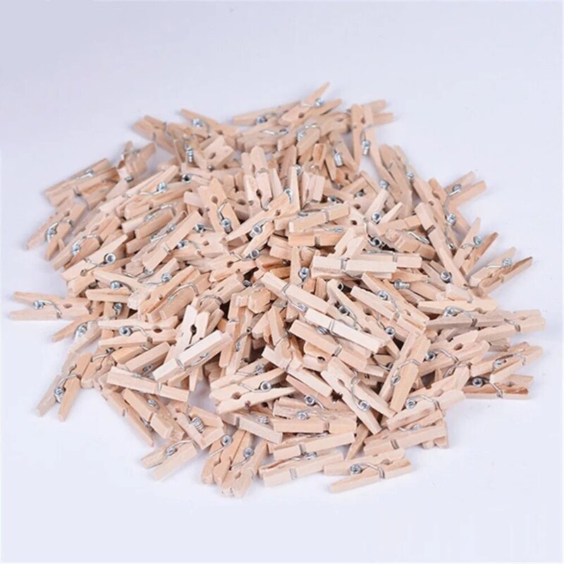 50Pcs 25mm Mini Natural Wooden Clips Photo Clips Clothespin DIY Wedding Party Craft Decoration Clips Pegs
