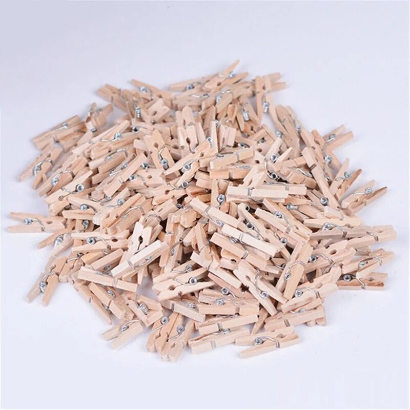 50Pcs 25Mm Mini คลิปไม้ธรรมชาติภาพคลิป Clothespin DIY งานแต่งงานหัตถกรรมตกแต่งคลิปหมุด