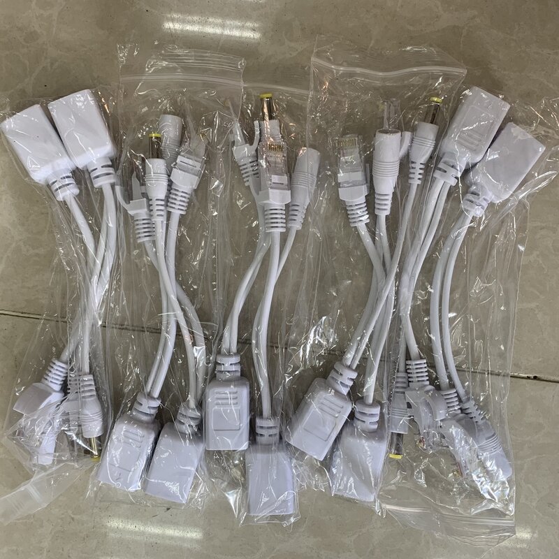 Cable de alimentación de 5,5x2,1mm, divisor POE, interruptor, adaptador, cinta filtrada, 5V, 12V, 24V, 48V, 10 unidades (5 pares)