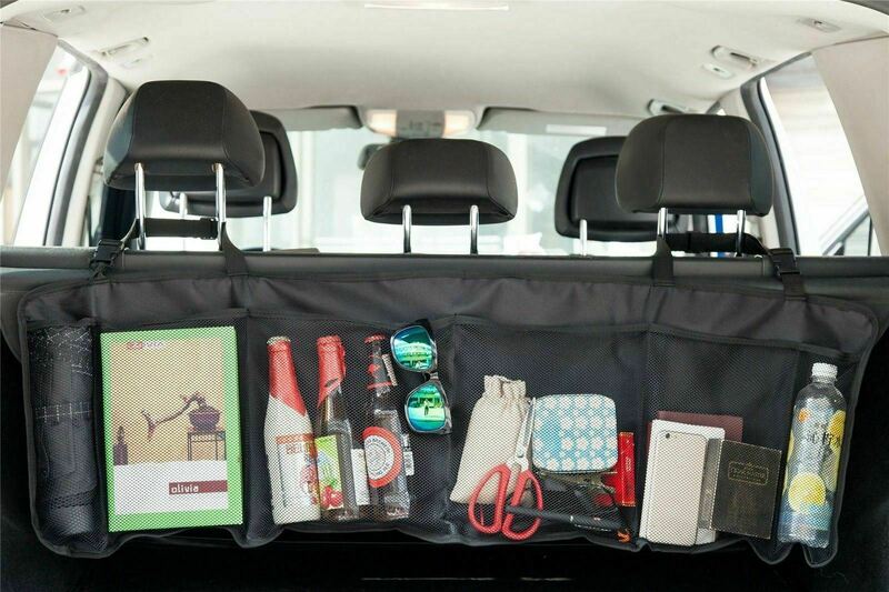 Vinsani-organizador de bolsillo para coche, malla negra, asiento de almacenamiento, bolsa de bolsillo colgante múltiple