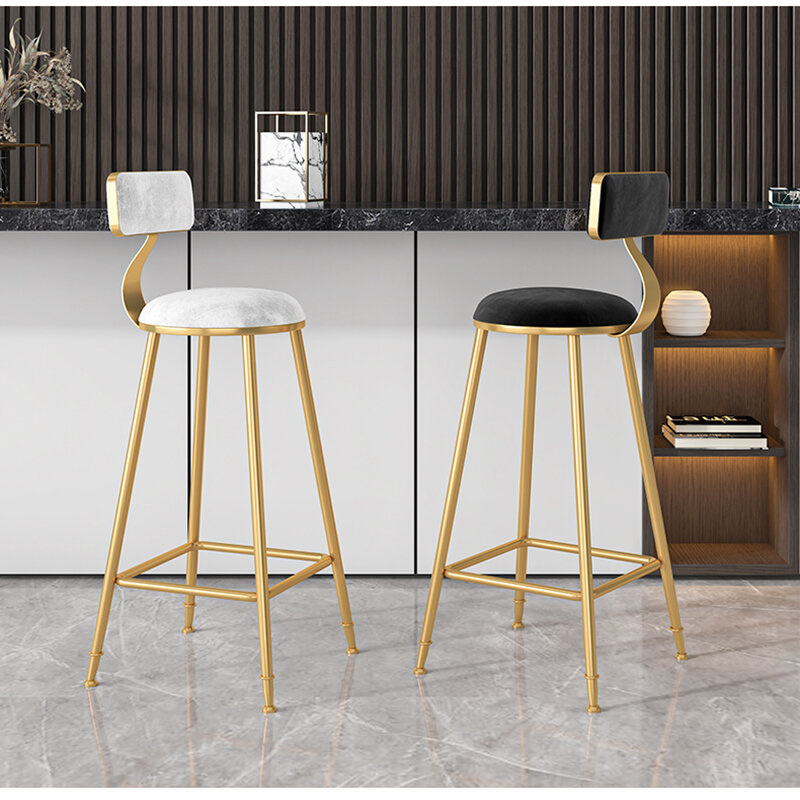 Nordic cadeira simples de alta barra tamborete moderno ferro forjado com encosto cadeiras ins luz cadeira jantar luxo móveis para casa