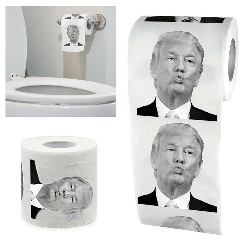 1 rotolo di carta igienica bagno scherzo scherzo carta divertente Donald Trump umorismo rotolo di carta igienica stampato rotolo di carta velina regalo