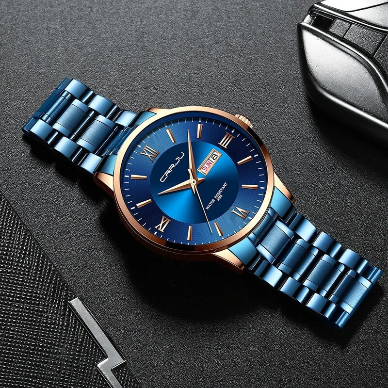 CRRJU New Fashion orologi da uomo con acciaio inossidabile Top Brand Luxury Sports orologio al quarzo impermeabile orologio da uomo Relogio Masculino