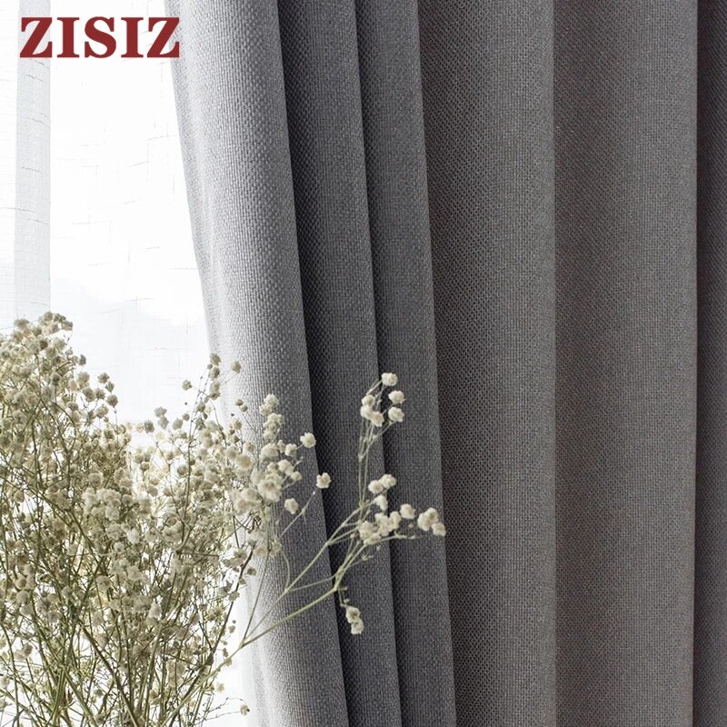 ZISIZ Modern Blackout Curtain For Living Room Bedroom Solid Color Thermal Insulated High Shading Curtains Window Blinds Drapes