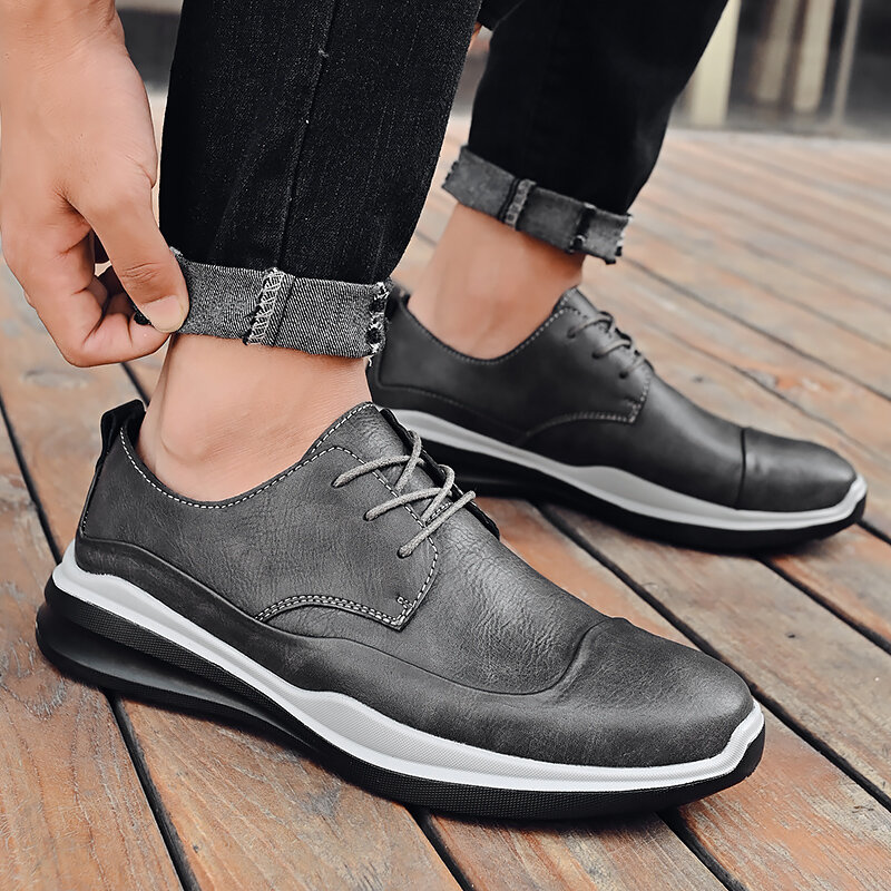 2021 New Men Leather Casual Shoes Brand Lace Up Driving Shoes Outdoor Soft Walking Shoes Fashion Loafers Moccasins Men Shoes