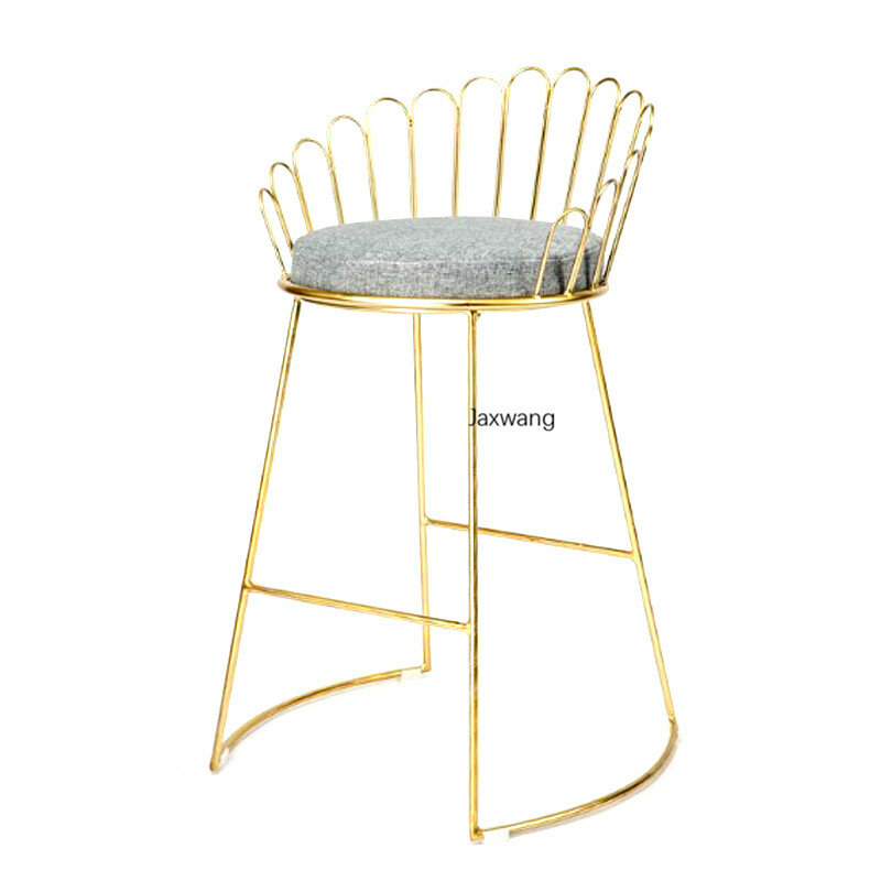 Cadeira de bar personalizada, ferro forjado, estilo nórdico, assento alto, formato de flor, sem encosto, cadeira de bar para salão