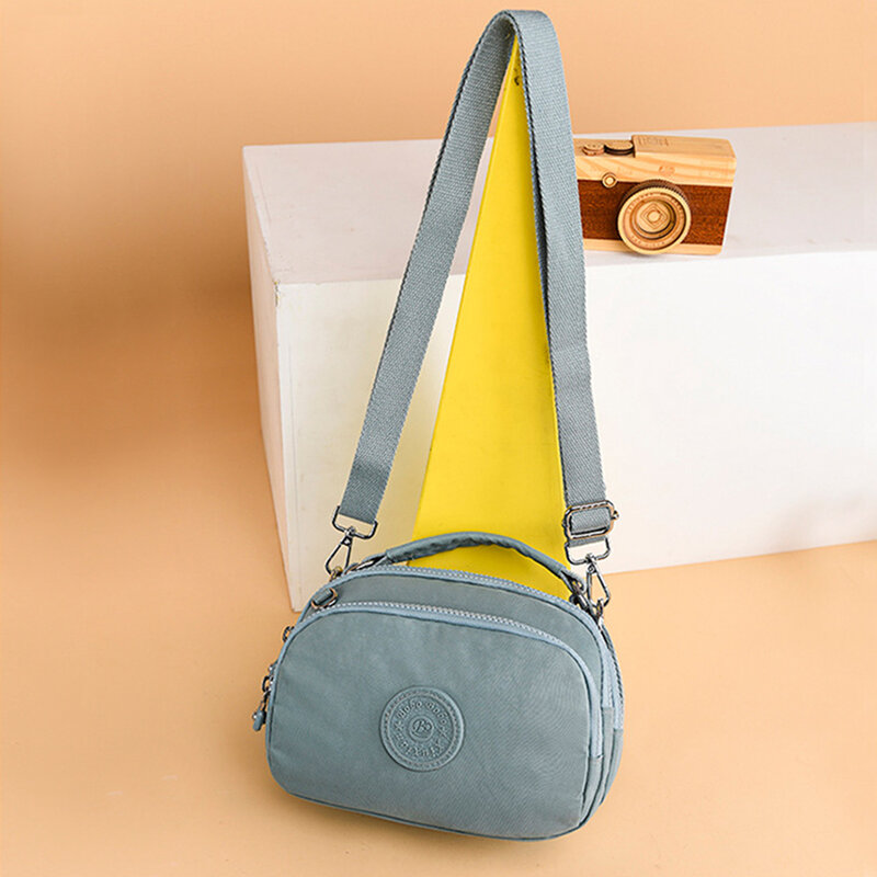 Women's Shoulder Bags Soild Color Casual Nylon Wear-resistant Large Capacity Handbag Zipper Messenger Crossbody Mobile Phone Bag