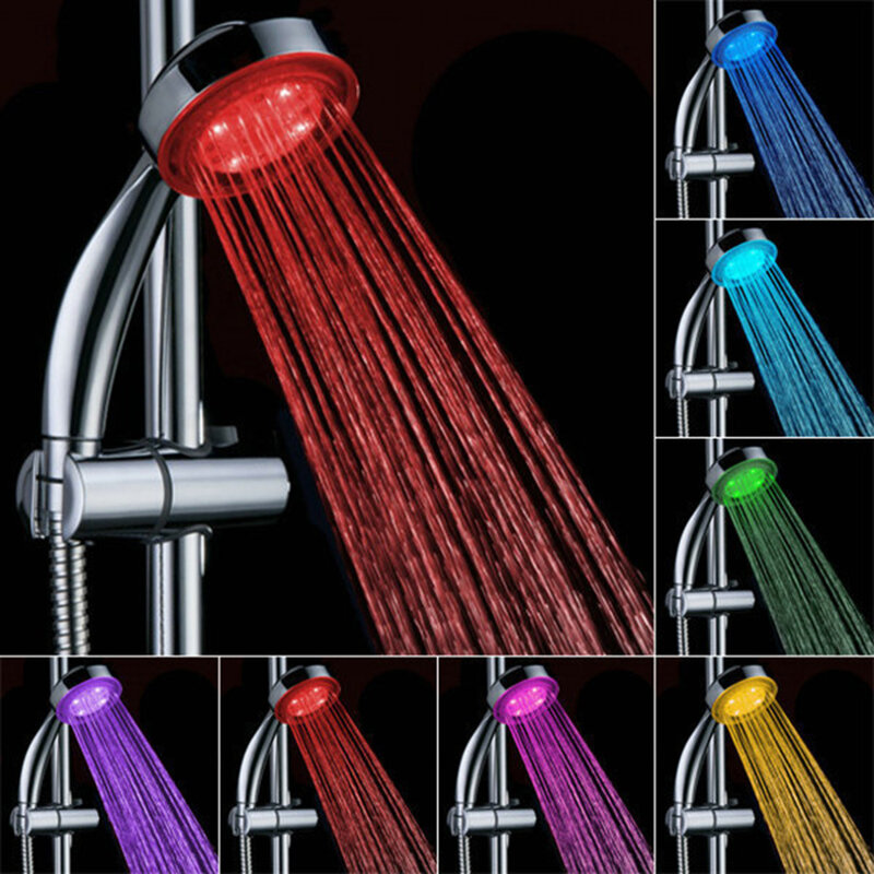 Cabeça de chuveiro led à mão com luz de banheiro automática led romântico, 7-color chuveiro à mão, entrega gratuita