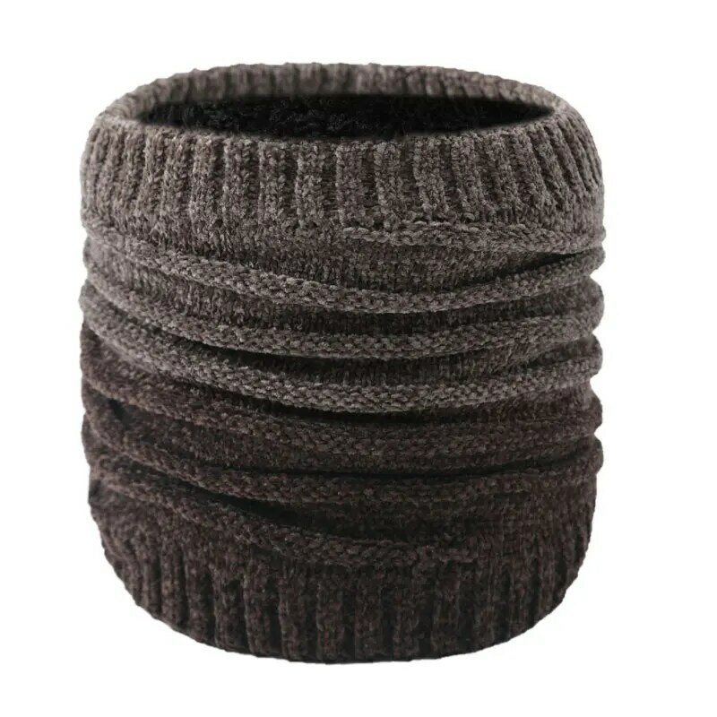 Bufanda de anillo para hombre y mujer, pañuelo de punto cálido, sólido, a la moda, color negro y gris, para invierno