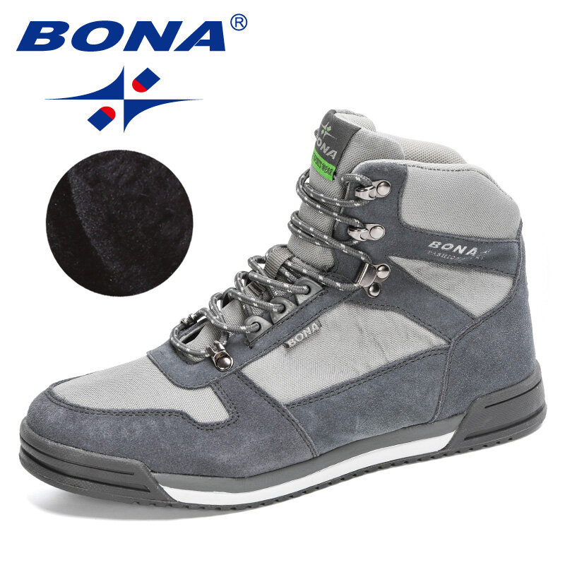 BONA – bottes de neige en daim faites à la main pour homme, chaussures d'extérieur chaudes, confortables, en peluche, nouvelle collection 2020