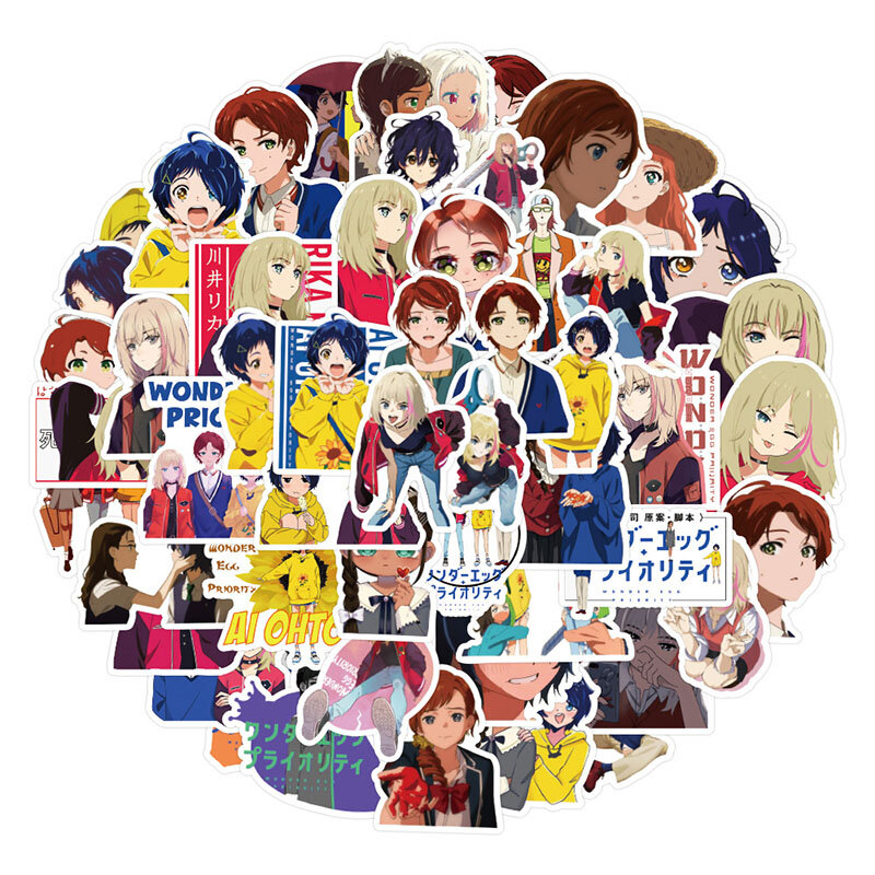 50Pcs Anime WONDER EI PRIORITÄT Cartoon Aufkleber Ästhetischen Decals Spielzeug Gepäck Laptop Telefon DIY Wasserdichte Aufkleber