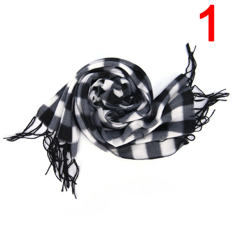 Стильный шерстяной шарф в клетку для мужчин и женщин, зимний теплый флисовый шарф с геометрическим узором, шаль