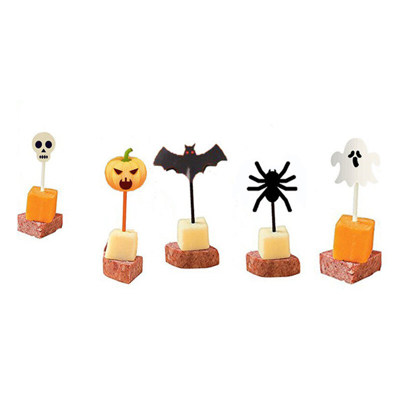 10 piezas de decoración para tartas de Halloween, palillos de frutas de plástico, tarjetas de inserción para Tartas, decoración para tartas de fiesta