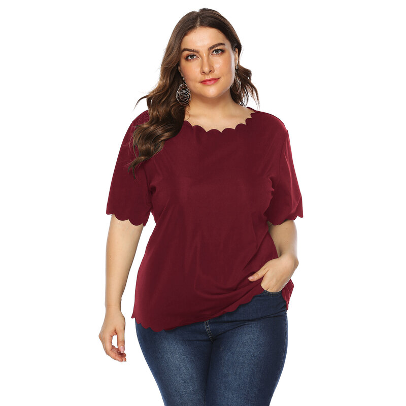 SCSTRONGER-Camiseta de talla grande para mujer, Blusa con cuello redondo, pantalón corto, Color liso, moda de verano