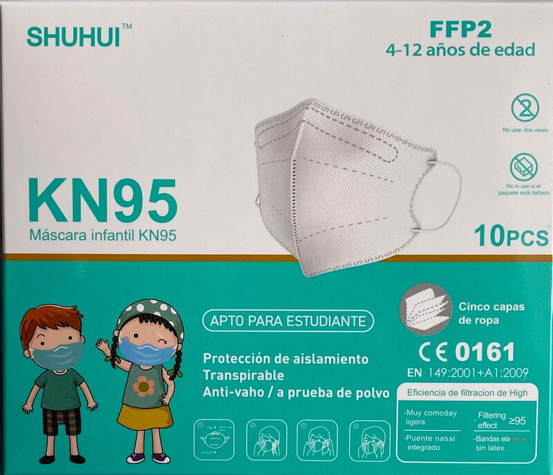 قناع الوجه FFP2 القابل لإعادة الاستخدام للأطفال ، قناع KN95 FFP2 CE الواقي