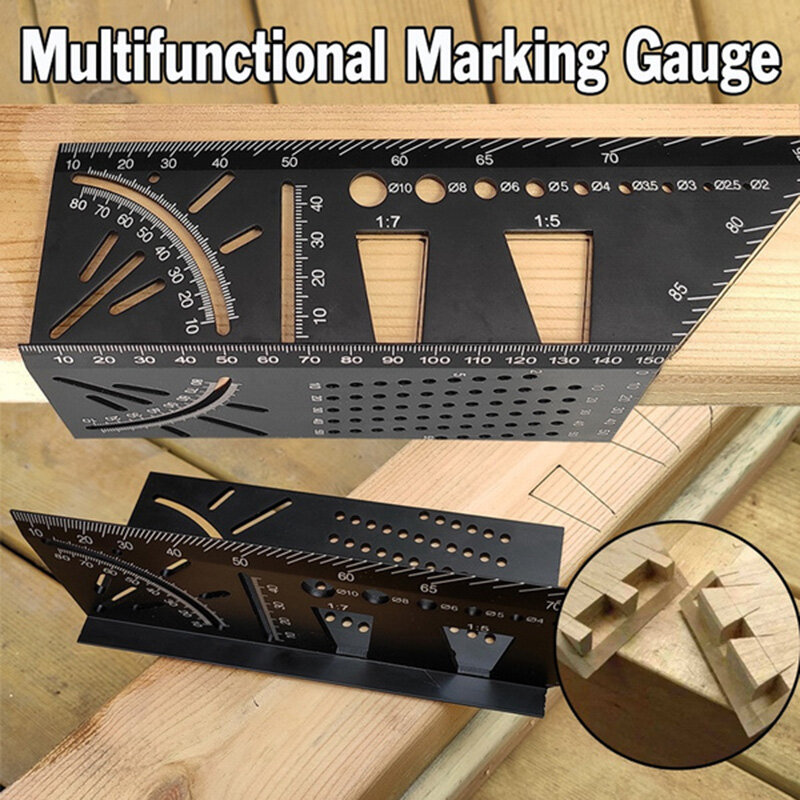 Régua de trabalho madeira 3d mitra ângulo medição medidor quadrado medida ferramentas carpintaria instrumentos medição