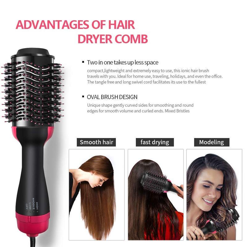 3 in 1 Hot Air Brush Hot Comb Hair Straightener Comb One Step Electric Ion Blow Dryer Brush Styling Tool Hair Dryer Brush