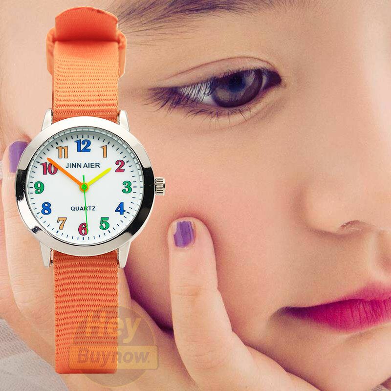 Zegarek dziecięcy moda Luminous kolor tarcza z cyframi Dial zegar kwarcowy dorywczo płótno chłopiec dziewczyna Wrist Watch Reloj Deportivo 2020