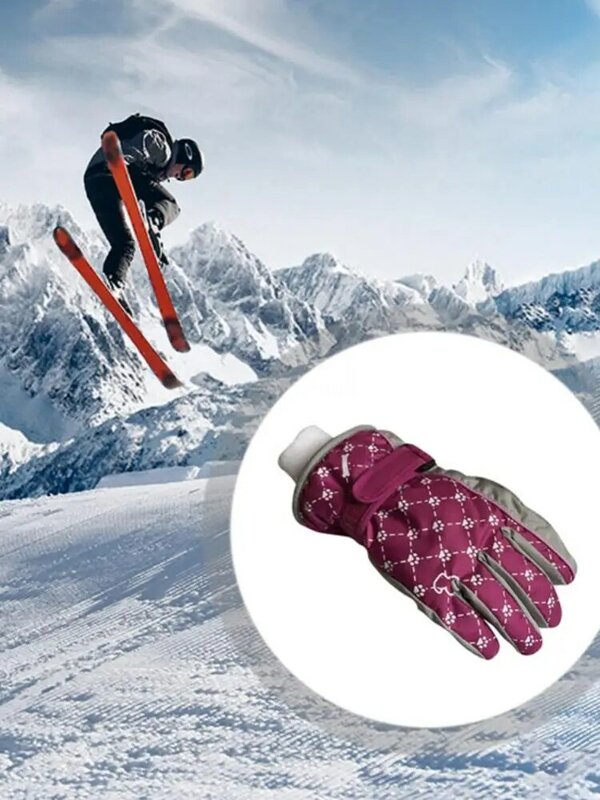 Winter Children'S Outdoor Ski Warm Long-Sleeved Mittens Windproof Thickened Sports Non-Slip Comfortable Snow Gloves