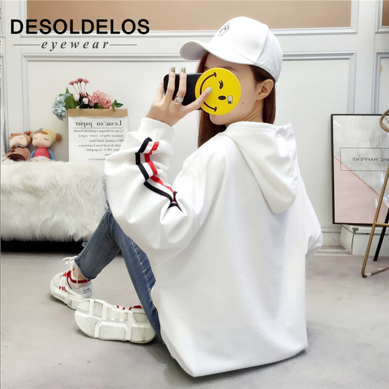 2019 Hoodies Women Leisure Letter Printed Long Sleeve Hooded Womens Pullover Soft Cotton Korean Style Ladies Sweatshirts HJT010