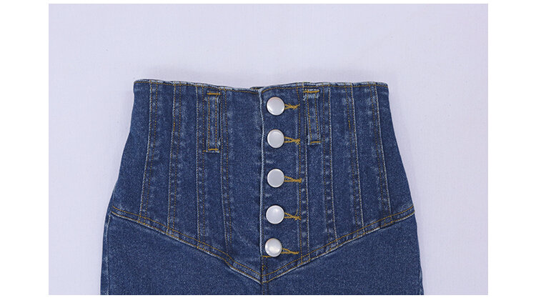 Kida-pantalones vaqueros finos para niñas, pantalones de cintura elástica de 4 a 14 años, ws1797