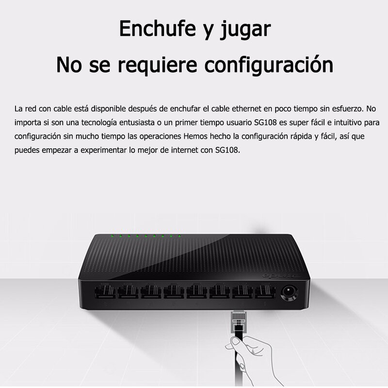 Tenda SG108 Switch Gigabit a 8 porte di rete Switcher Ethernet veloce 10/100/1000Mbps Hub Lan scambio Full/Half duplex per la casa