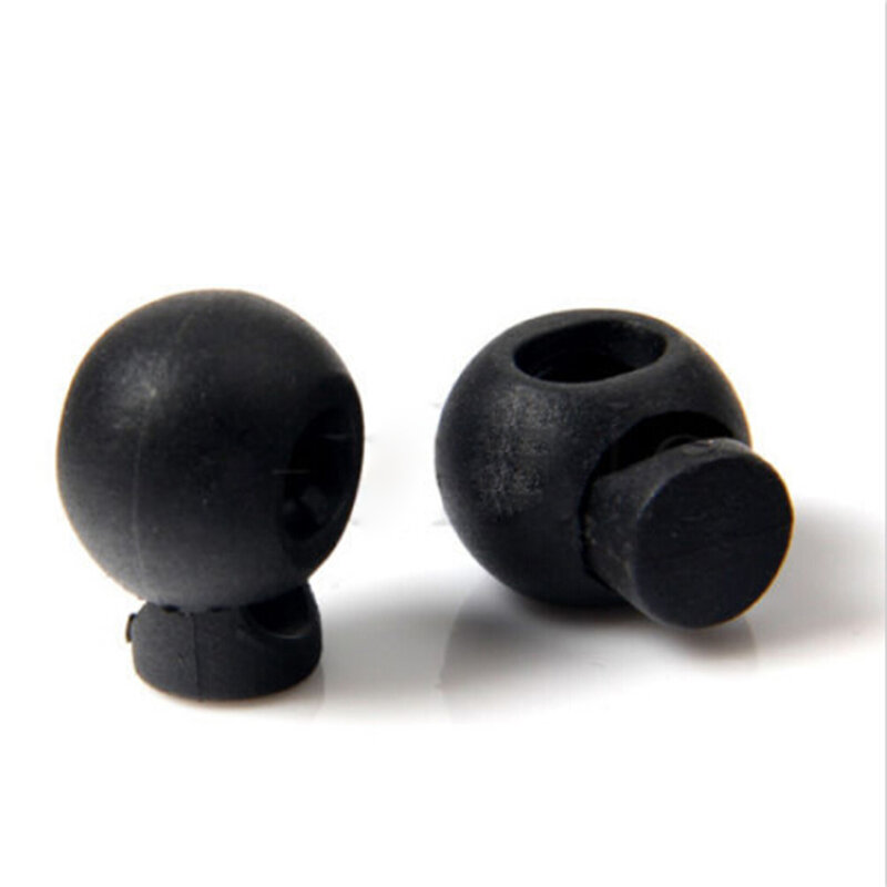 スポーツウェア用の黒いプラスチックボール,バックル留めのトグルストッパー,手工芸品用のスプリングコード,10個