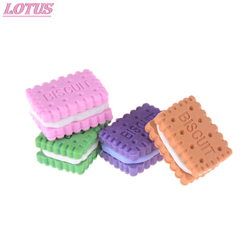 Cute Creative Novelty Pencil Eraser Colorful Kawaii Biscuit Eraser Student Teaching Office Supplies Korean-style Stationery 4pcs