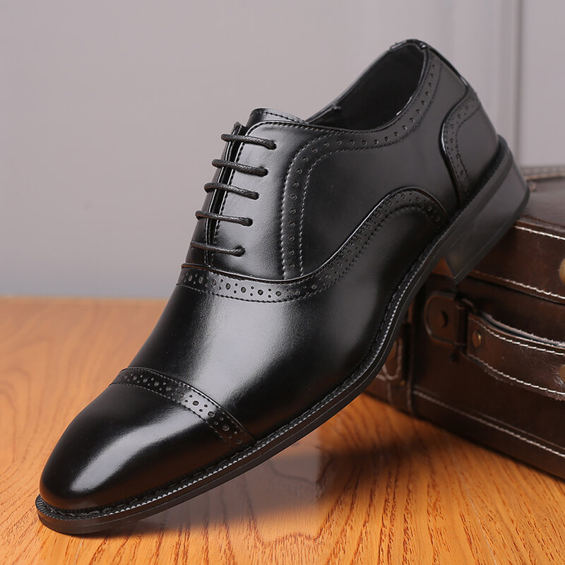 High Quality Big Size Business Leather Shoes Men Breathable Fashion Men Casual Shoes Hot Sale Autumn Casual Men Shoes Black