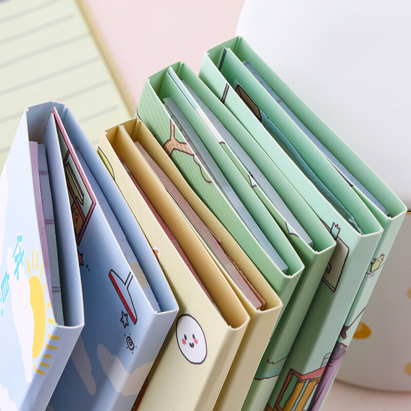 Kawaii zwierzęta kreskówkowe notatnik śliczny kalendarz biurowy Diy kartki samoprzylepne 4 składane przenośne notatnik szkolne materiały biurowe