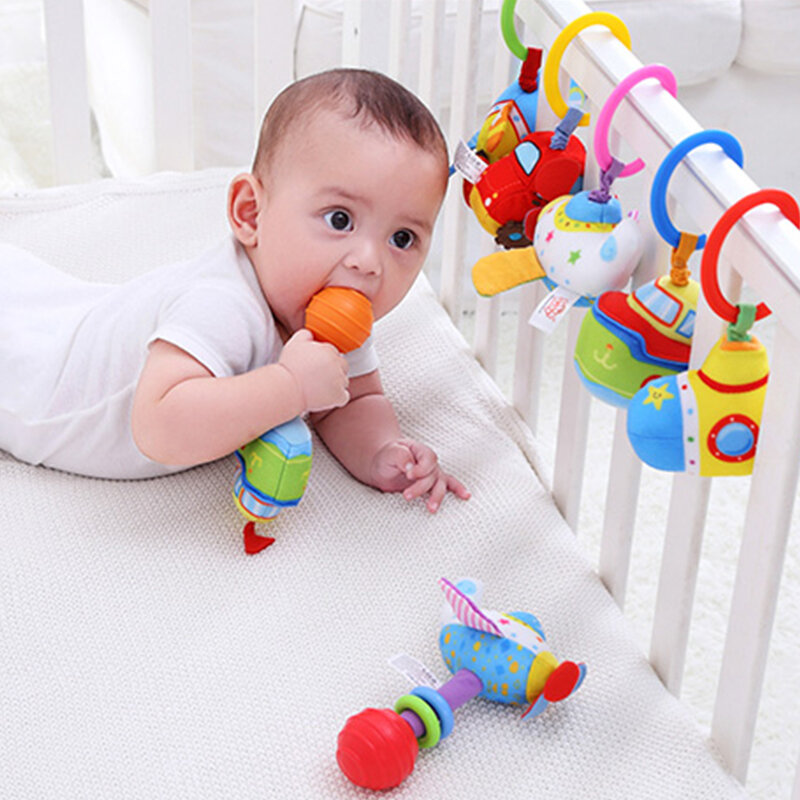 Подвесные погремушки для детей 0-12 месяцев, мягкая плюшевая игрушка-прорезыватель для зубов, развивающая музыкальная Мобильная детская пог...