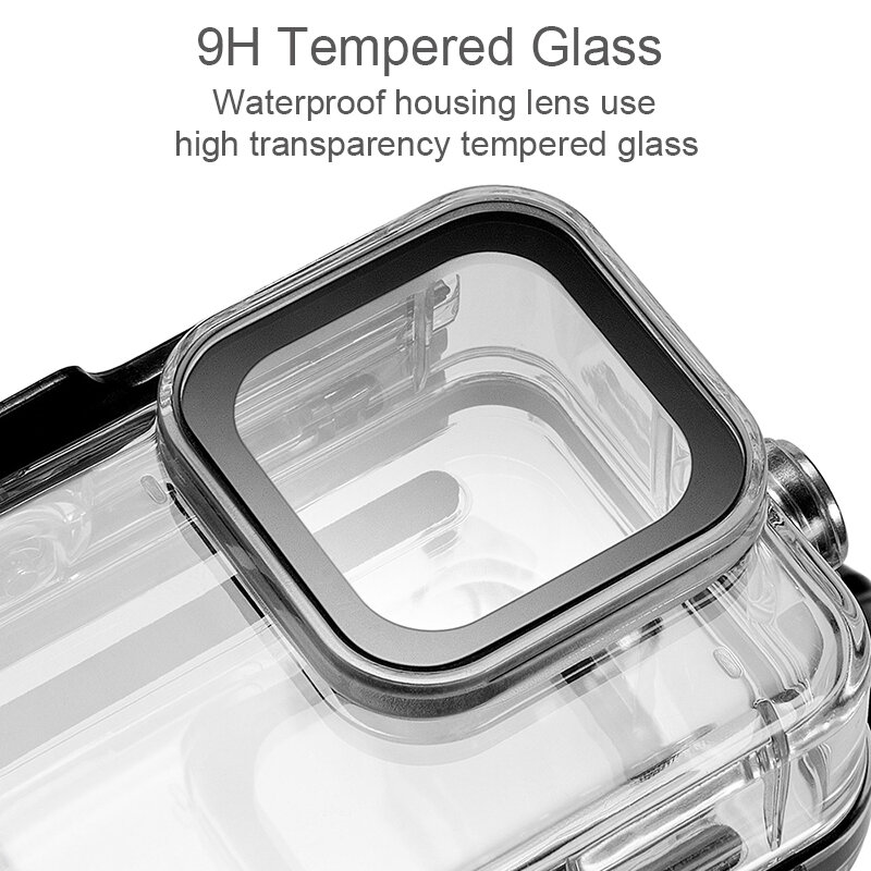 Funda impermeable de 50M para GoPro Hero 9, cubierta de cristal templado subacuática para buceo, filtro de lente, accesorios para Cámara de Acción negra