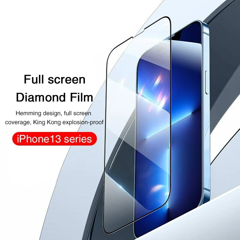 300D Full Bao Da Bảo Vệ Kính Cho iPhone 13 11 12 Pro Max Kính Cường Lực Phim iPhone 13 Mini Màn Hình bảo Vệ Viền Cong