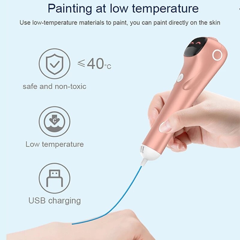 DIY 3D ปากกาต่ำอุณหภูมิไร้สาย3D ปากกาการพิมพ์ดิจิตอลจอแสดงผลชาร์จ3D ปากกาสำหรับของเล่นเพื่อการ...