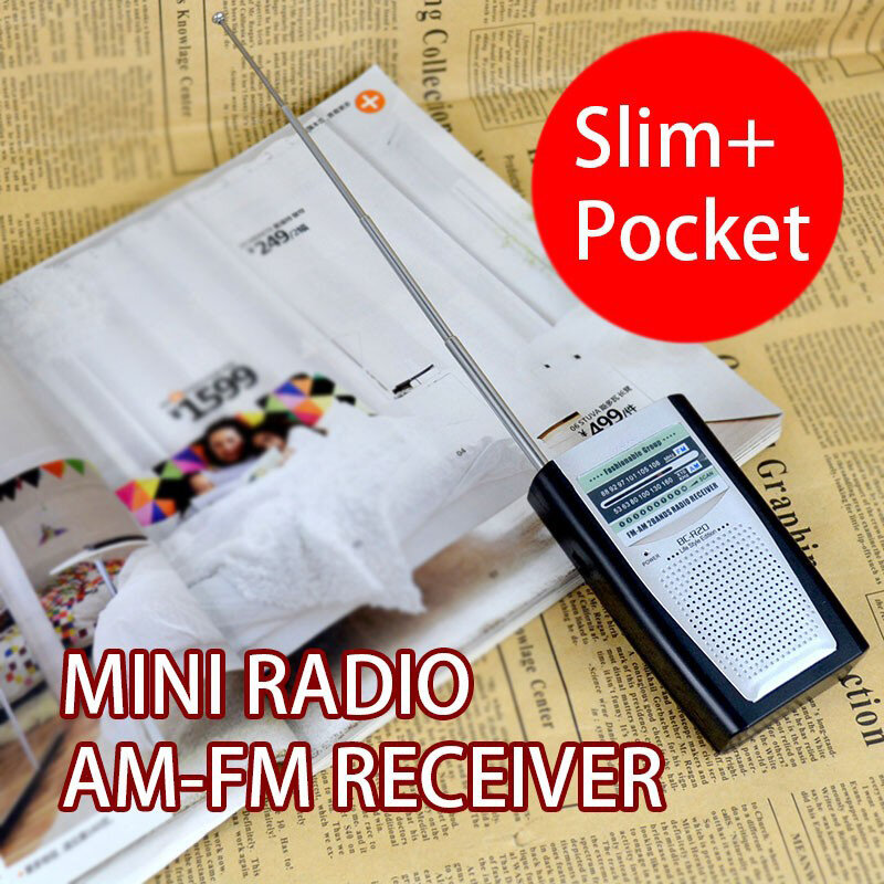 Antena de bolso telescópica, portátil, rádio am/fm, receptor universal, alto-falante embutido, entrada para fone de ouvido