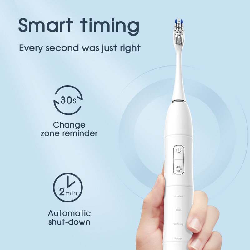 [Boi] Global Version Rechargeable Wireless Charging 1100 mA 5 Mode IPX8 Smart Teeth Brushes Automatic Sonic Electric Toothbrush