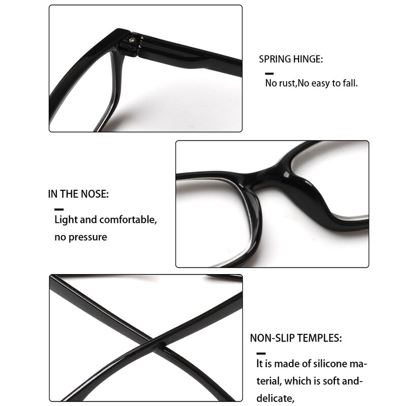Очки для чтения Boncamor с пружинными петлями для мужчин и женщин, классические удобные маленькие прямоугольные, 0-600, 4 шт./упаковка