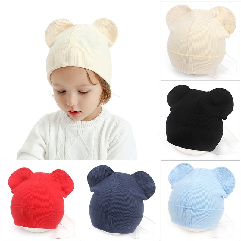 Crianças cor sólida algodão chapéus e luvas conjunto de duas peças bebê anti-comer mão anti-garra rosto proteger mitten recém-nascido headwear