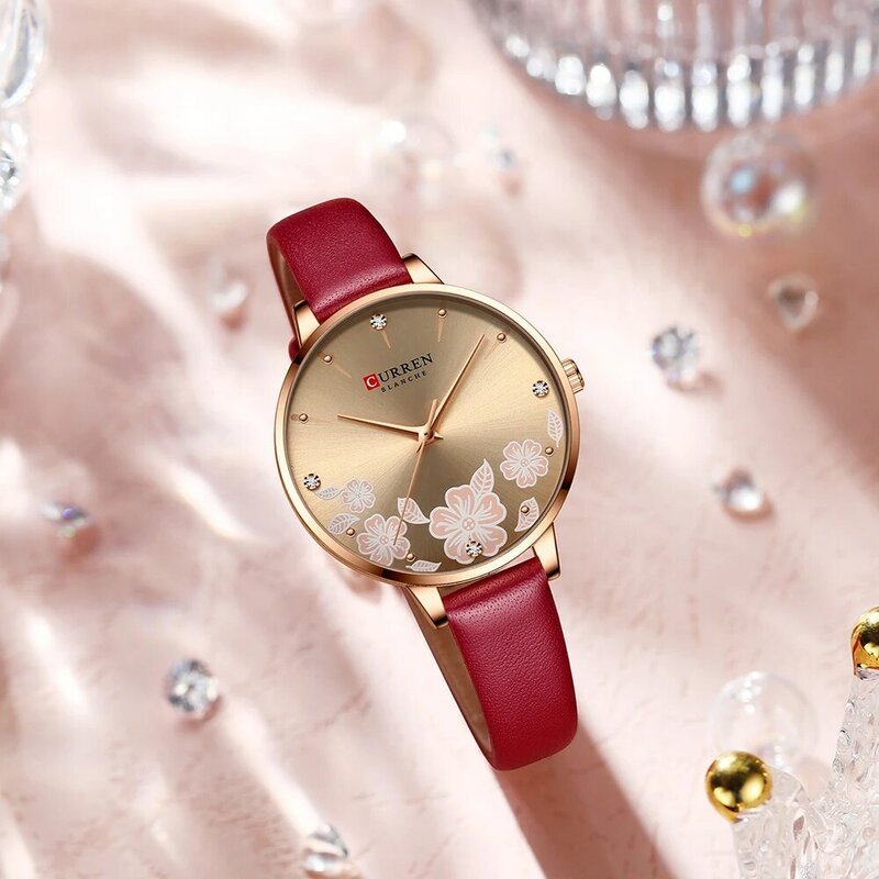 2020 CURREN 패션 캐주얼 여성 시계 가죽 스트랩과 럭셔리 우아한 숙녀 석영 손목 시계 매력적인 디자인 여성 시계