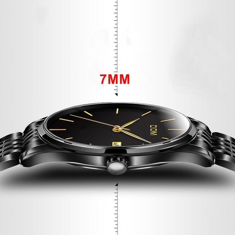 DOM 패션 남자 시계 톱 브랜드 럭셔리 쿼츠 시계 남성 캐주얼 간단한 스틸 방수 스포츠 시계 Relogio Masculino M-11BK-1M