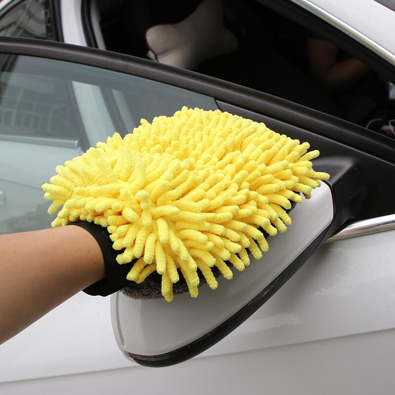 Luva de lavagem de carro coral luva macia anti-risco para lavagem de carro multifunções grossa luva de limpeza cera detalhando escova carro