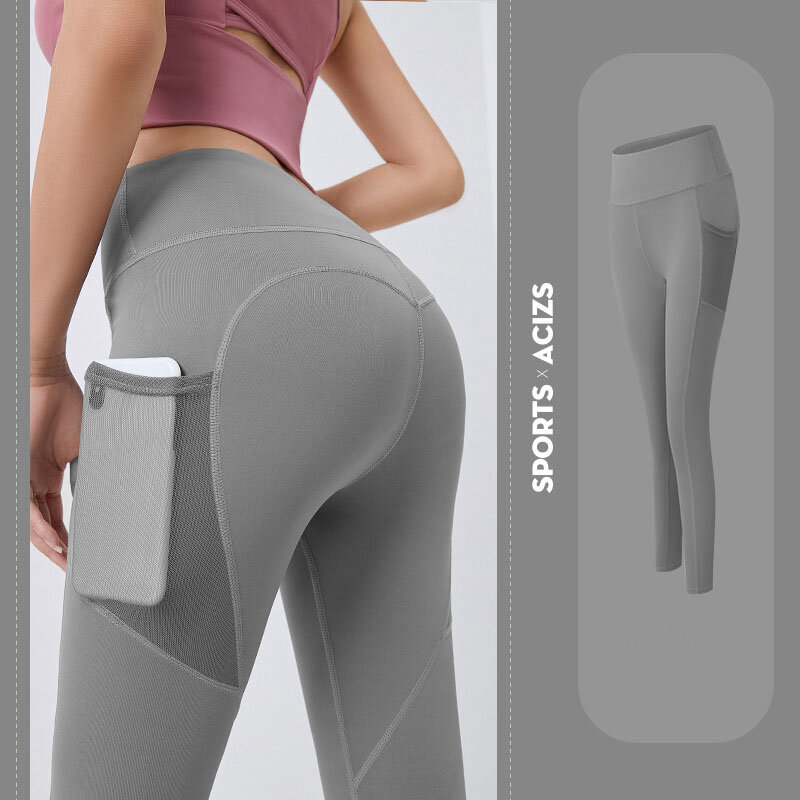 Pantalon de Yoga à poches pour femme, collant de sport, de course, de Fitness, taille haute