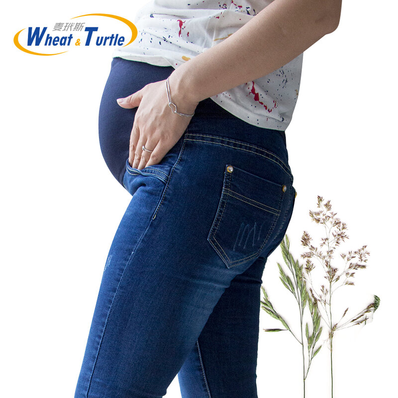 [Weizen Schildkröte] Marke Mutterschaft Jeans Schwangerschaft Kleidung Denim Overalls Dünne Hosen Hosen Kleidung Für Schwangere Frauen Plus Größe