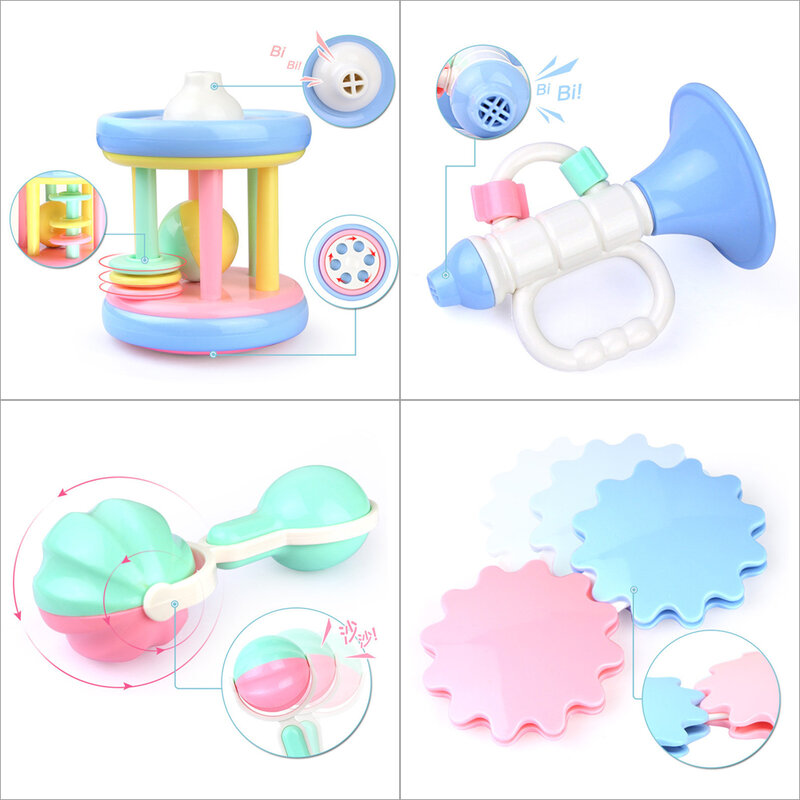 Newborn Baby Toys Hand Hold Jingle Shaking Bell Hand Shake Bell Ring Baby Rattles Toys Baby 0- 12 Months Teether Toys