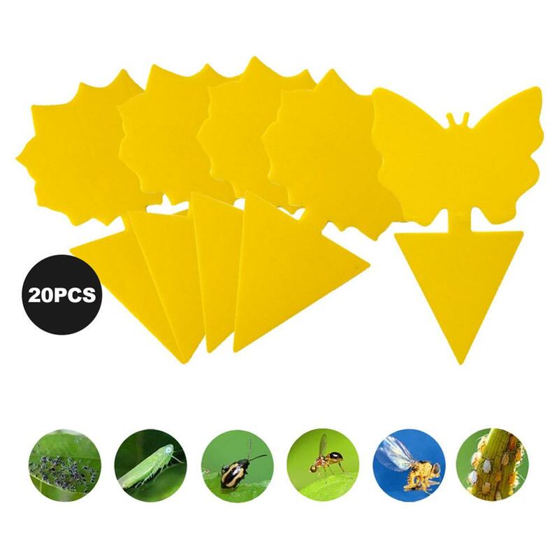 노란색 나비 모양 양면 스티커 보드 식물 꽃과 야채 모기 파리 트랩 보드 곤충 스티커 제어